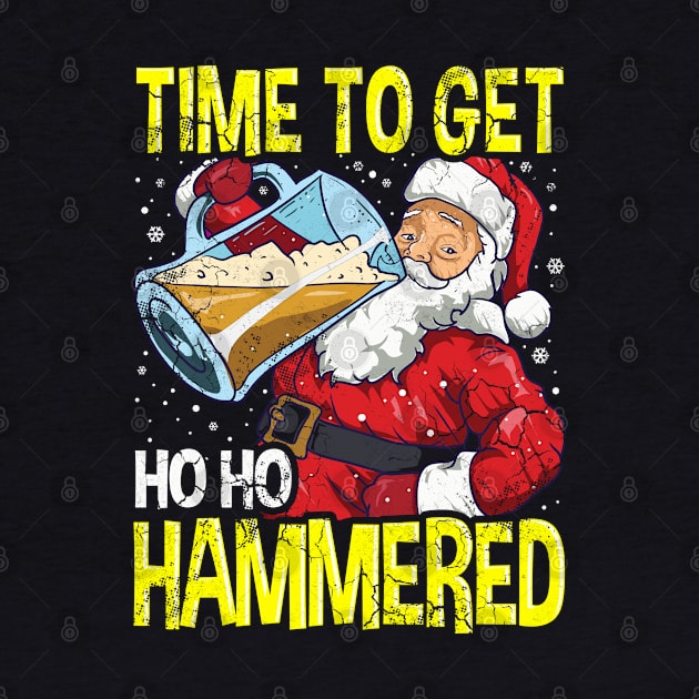 Santa Claus Time To Get Ho Ho Hammered Beer Drinking by E